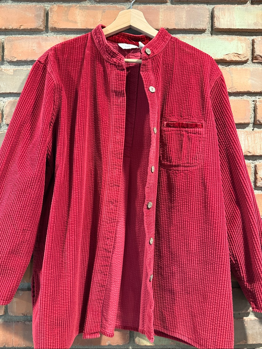 J. Jill Deep Red Corduroy Button-Front Shirt Jacket
